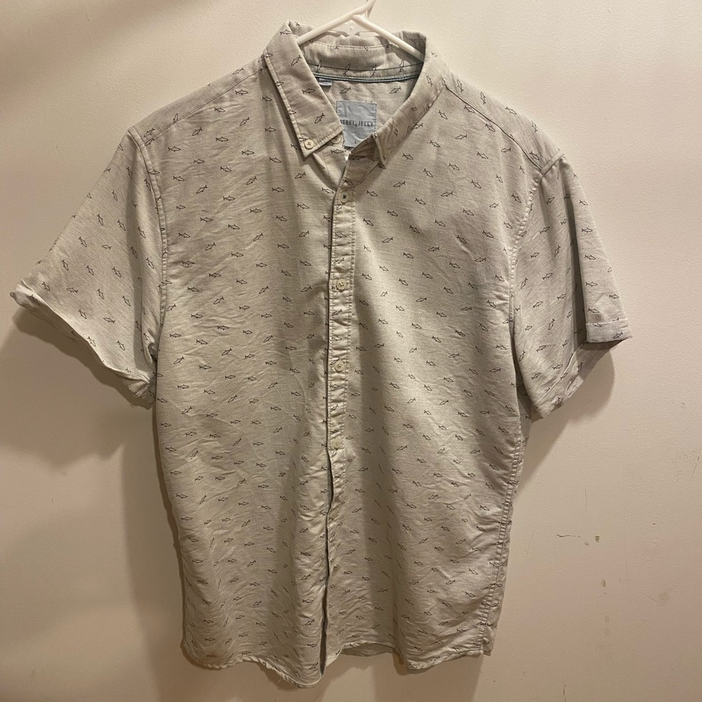 Button Up Shirt with sharks, size Large